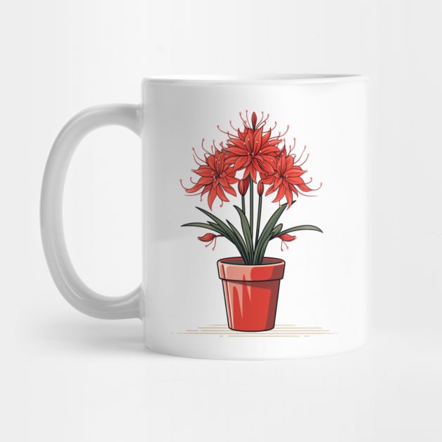 Red Spider Lily lycoris radiata in the pot in vector style by MilkyBerry